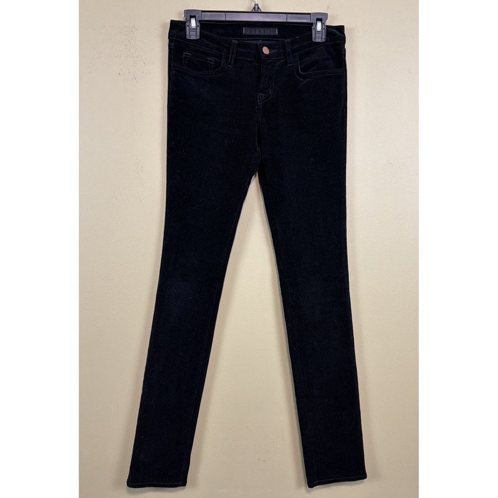 J Brand The Pencil Leg Jeans Black Velour Low Rise Y2k Skinny Stretch Sz 26 USA